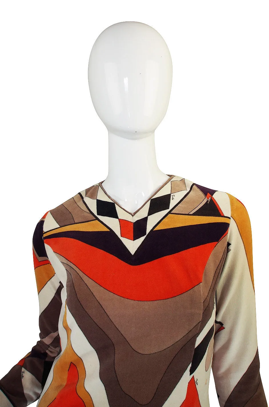 1960s Beautiful Autumn Velvet Pucci Shift Dress