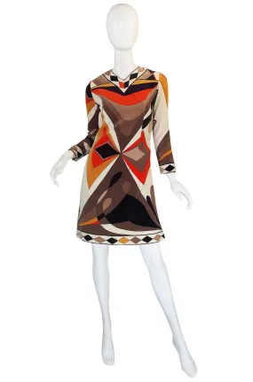 1960s Beautiful Autumn Velvet Pucci Shift Dress