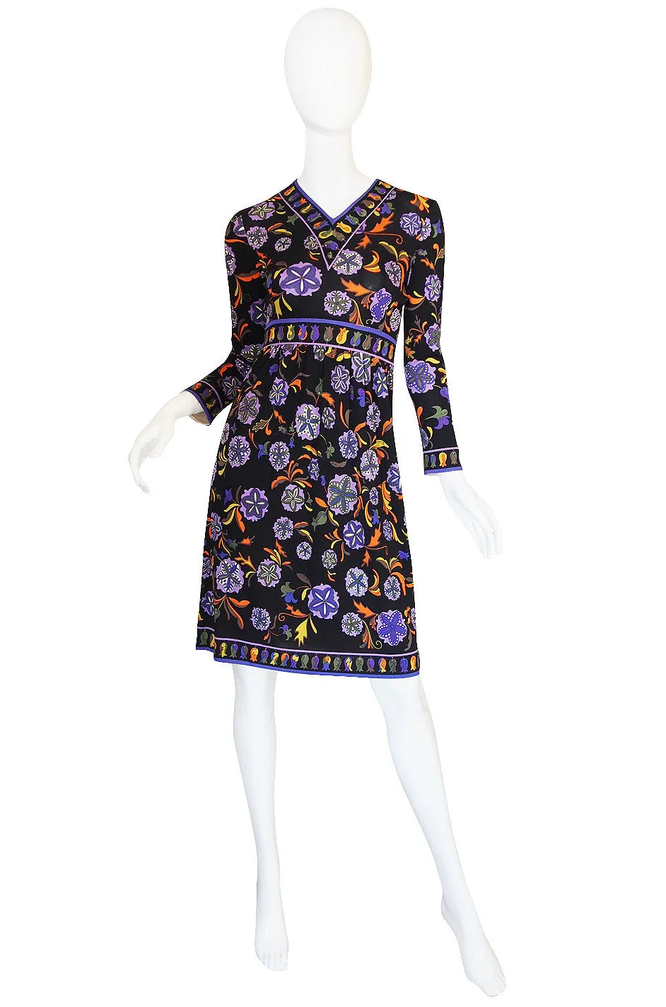 1960s Black Print Silk Jersey Emilio Pucci Dress