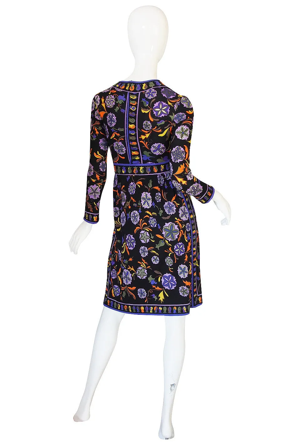 1960s Black Print Silk Jersey Emilio Pucci Dress