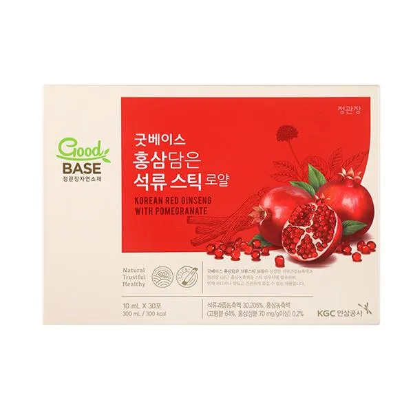 2 Boxes Good Base Korean Red Ginseng Pomegranate Sticks Royal 10ml x 30 Pouches Healthy Foods Korean Traditional Beauty Supplements