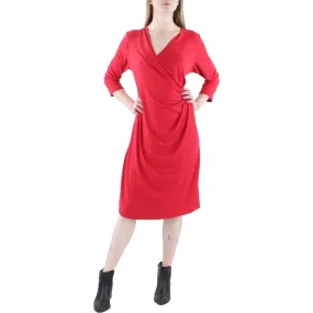 24seven Comfort Apparel Womens Jersey Faux Wrap Cocktail and Party Dress