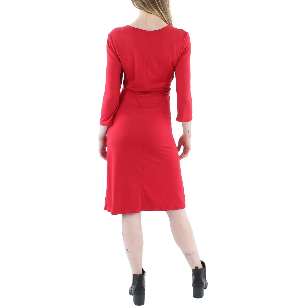 24seven Comfort Apparel Womens Jersey Faux Wrap Cocktail and Party Dress