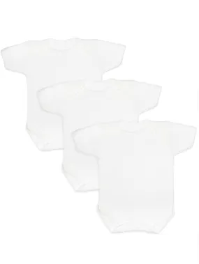 3 Pack - 100% Cotton White Short Sleeved Bodysuits