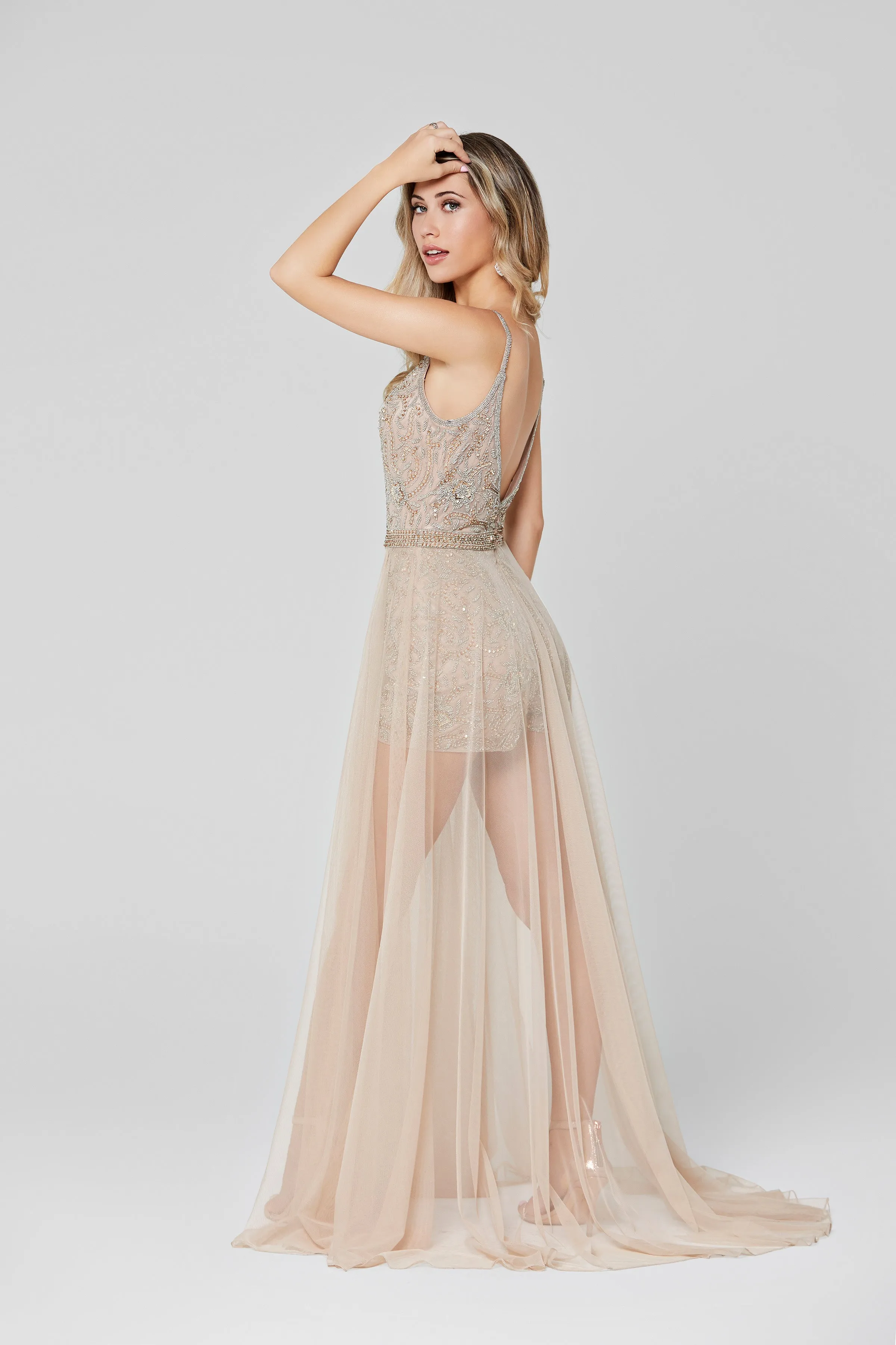 3443 Prom Dress Beige