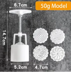 4 Style Round/Square Flower Mooncake Mold Set 100g Mid Autumn Festival DIY Hand Pressure Fondant Moon Cake Mould Decoration Tool S2246627