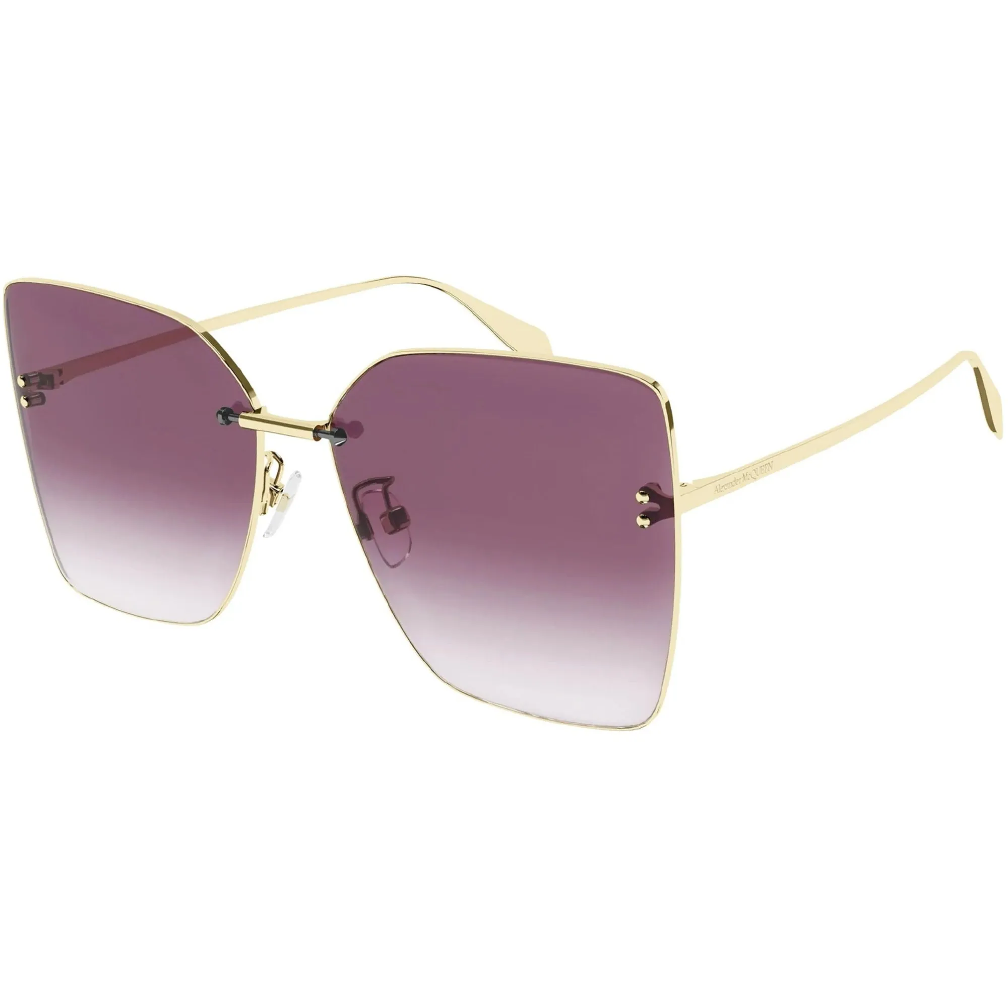 Alexander McQueen Women's Sunglasses Fall Winter Gold Violet Nylon Nylon Ruthenium AM0342S 003