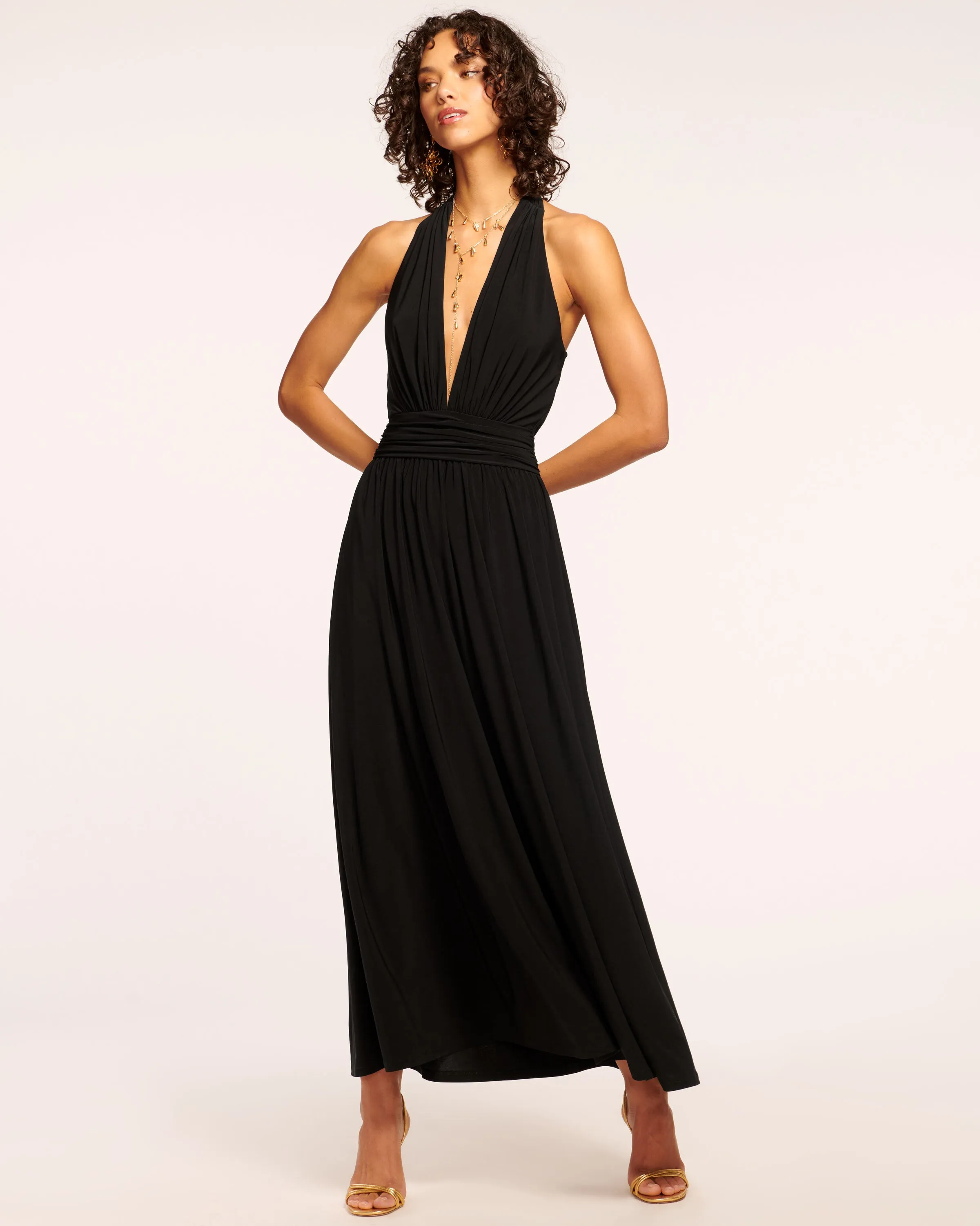 Augusta Jersey Deep V-Neck Maxi Dress