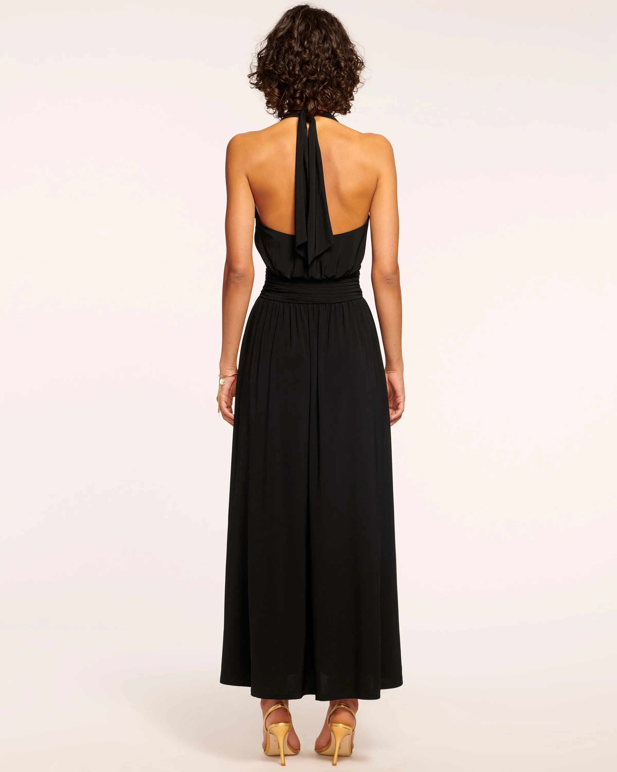 Augusta Jersey Deep V-Neck Maxi Dress