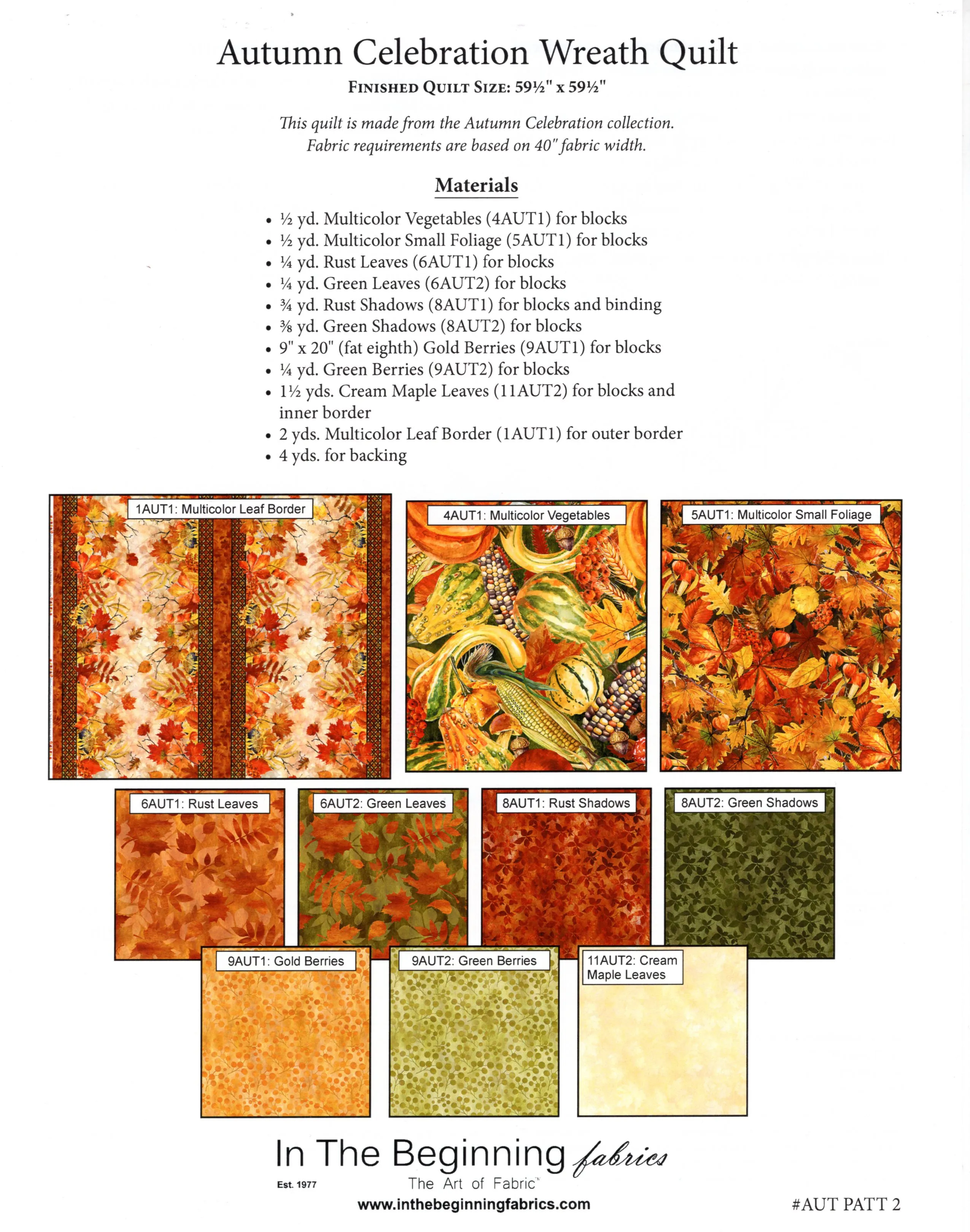 Autumn Celebration Wreath Quilt Pattern - In The Beginning Quilt Pattern