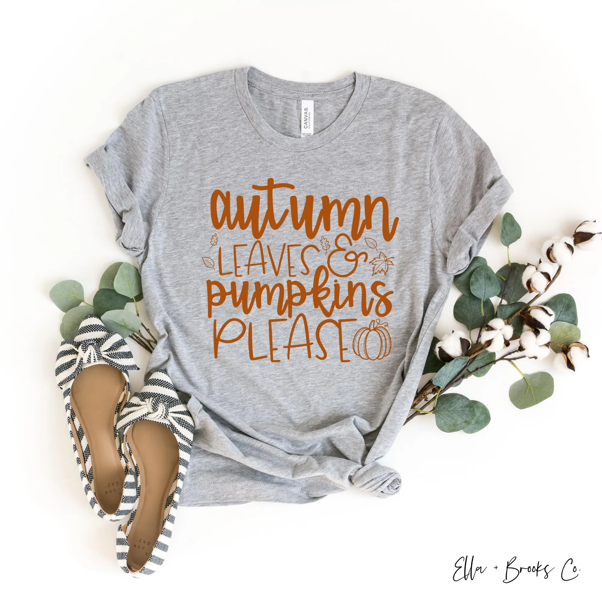 Autumn Leaves and Pumpkins Please Fall T-shirt