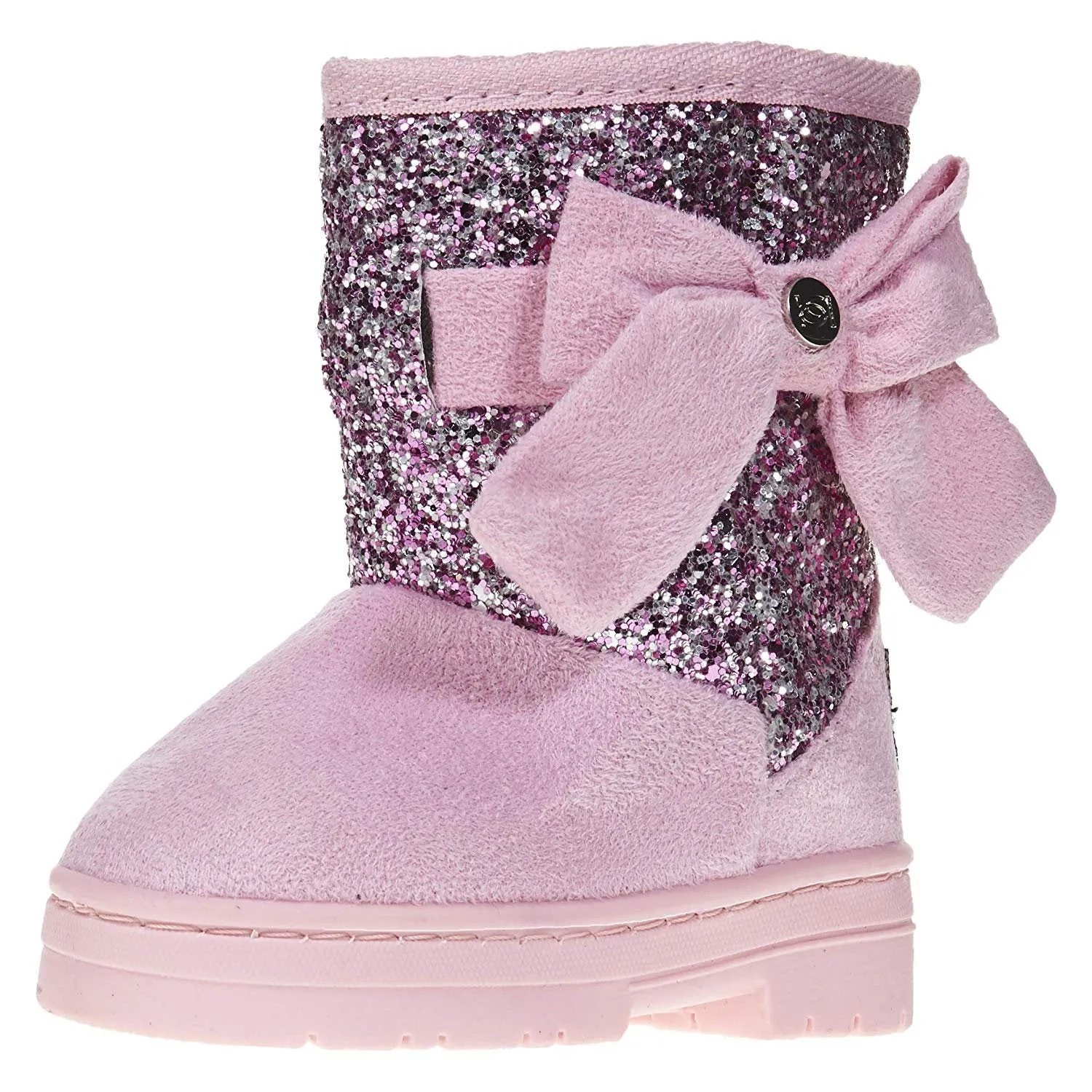 bebe Toddler Girls Microsuede Glitter Winter Boots Bow Comfort Slip-On Shoes