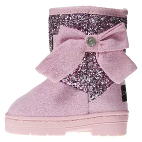 bebe Toddler Girls Microsuede Glitter Winter Boots Bow Comfort Slip-On Shoes