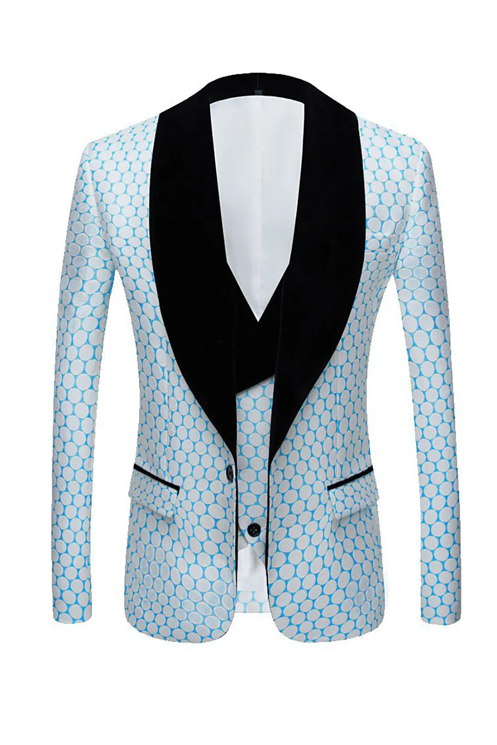 Biege Dots Jacquard 2 Piece Men's Prom Suits