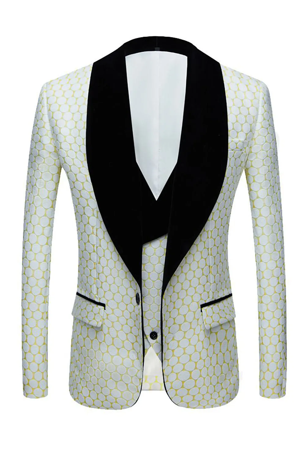 Biege Dots Jacquard 2 Piece Men's Prom Suits