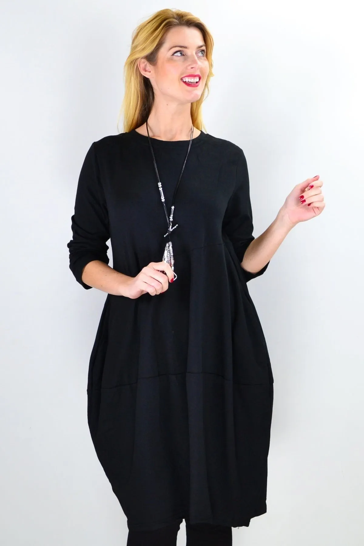 Black Cocoon Winter Pocket Tunic Dress