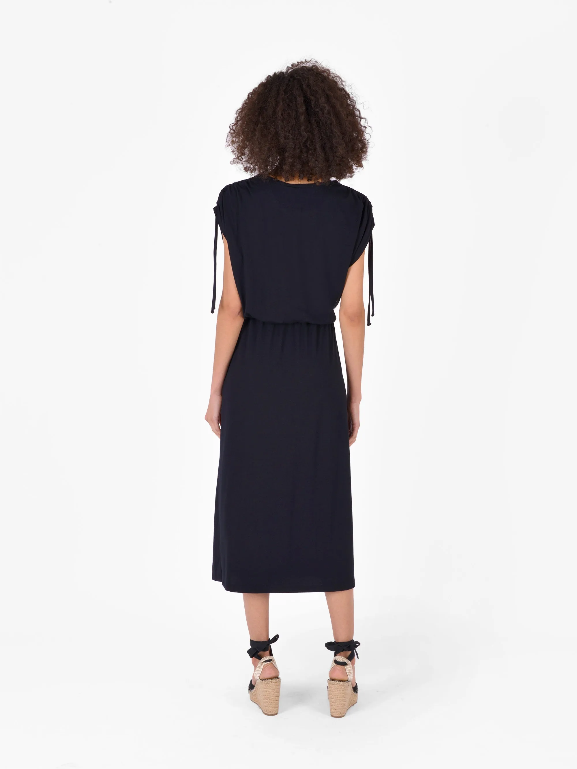 Black Drawstring Jersey Dress