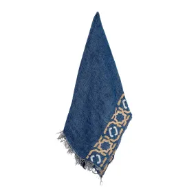 BLUE LINEN SHAWL AUTUMN YELLOW HALF-ALHAMBRA®