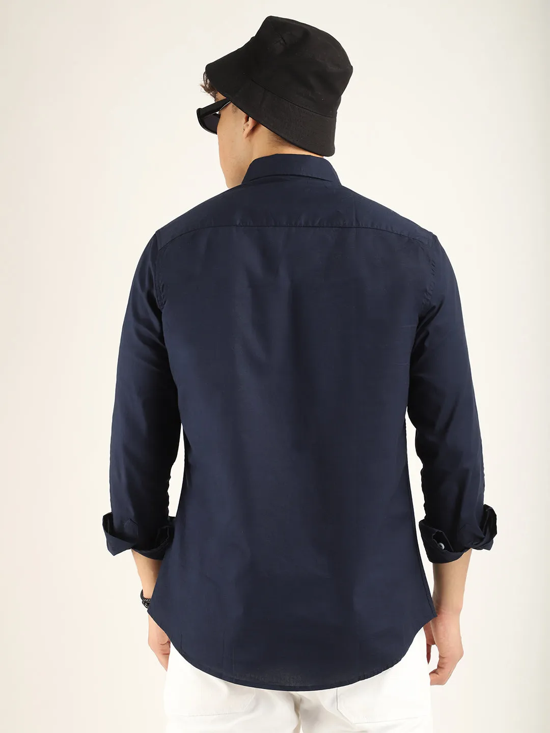 Calista Navy Mandarin Shirt