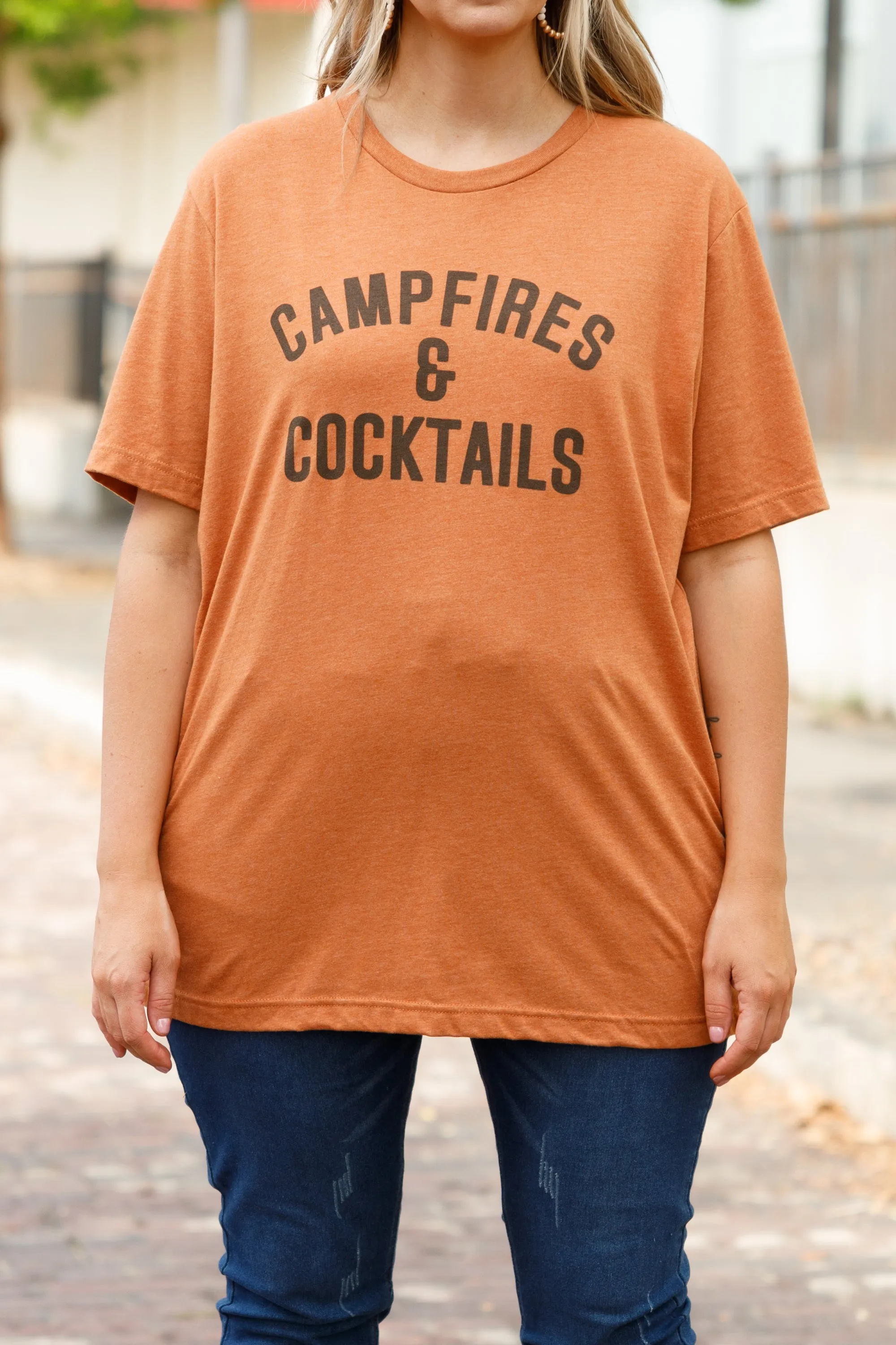 Campfires And Cocktails Tee, Heather Autumn