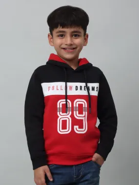 Cantabil Boys Red Colour Block Round Neck Sweatshirt For Winter