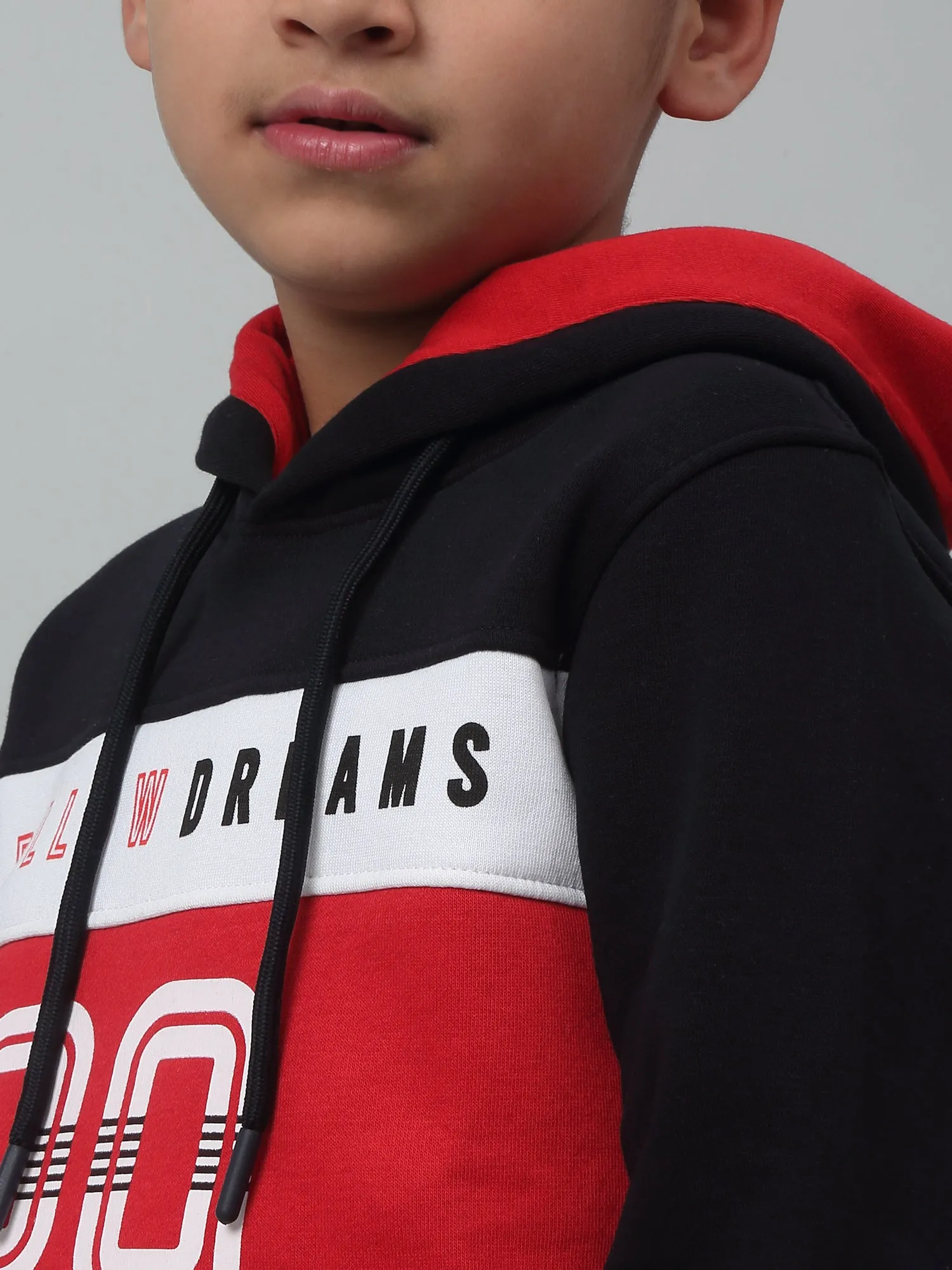 Cantabil Boys Red Colour Block Round Neck Sweatshirt For Winter