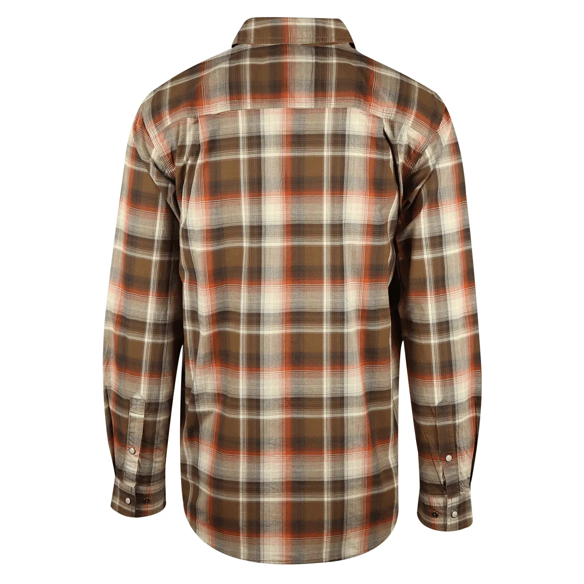 Carhartt Men's Brown Autumn Orange Cream Plaid Snap Front L/S Woven Shirt (S04)