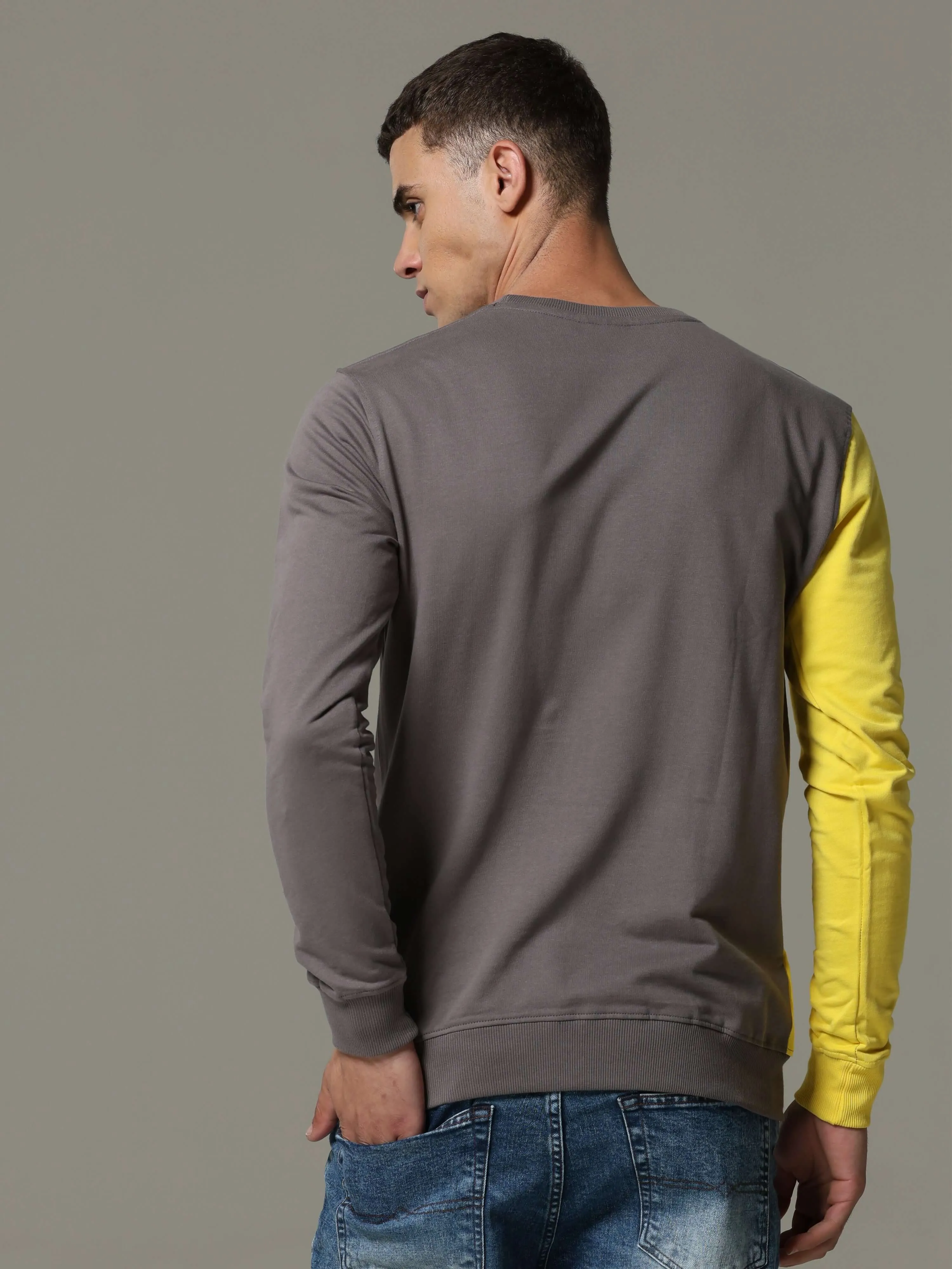 Charg Colorblock Steel Gray Sweat Shirt