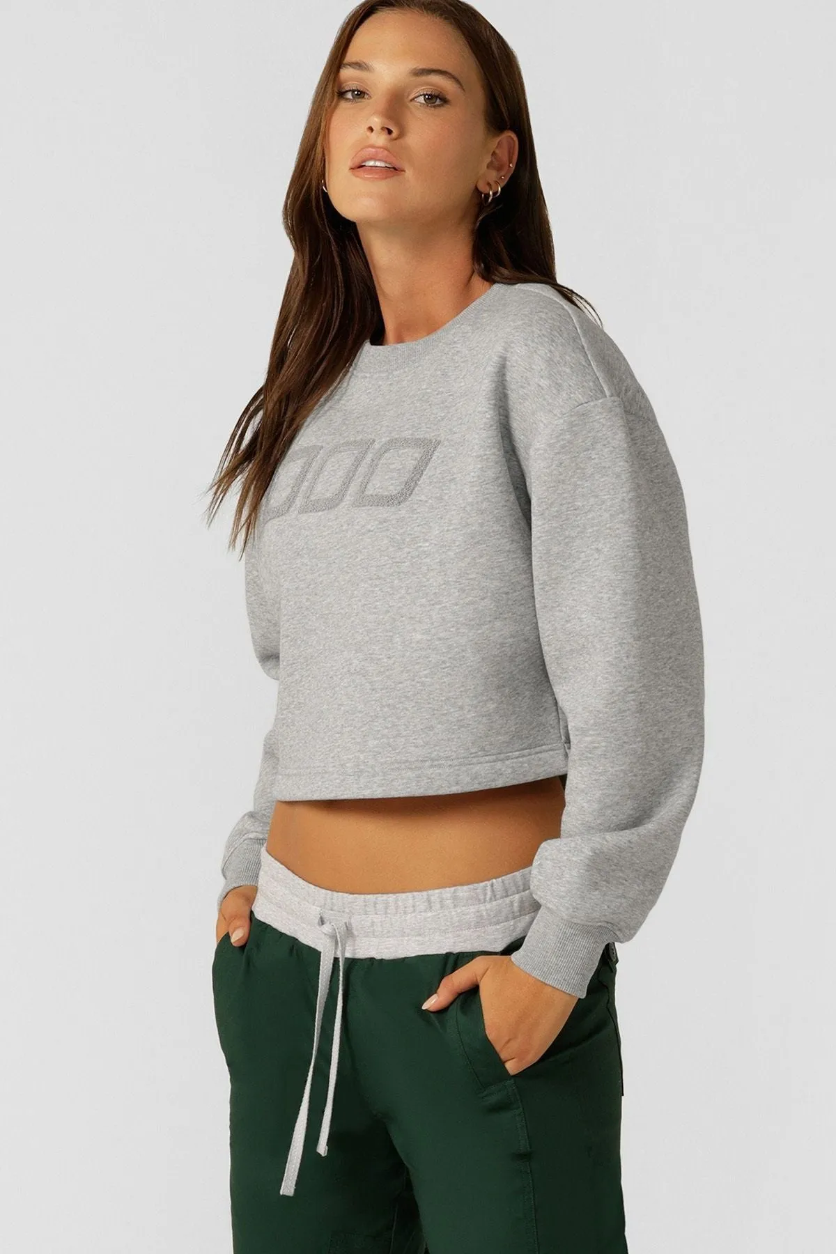 Classic Cropped Sweat | Grey Marle