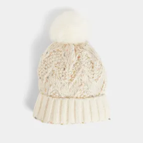 Confetti Pom Pom Hat - Winter White