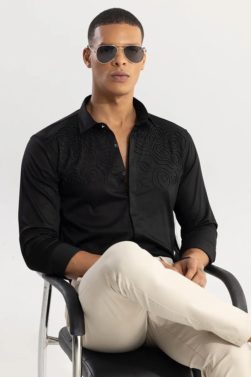 Contour Beaded Black Shirt