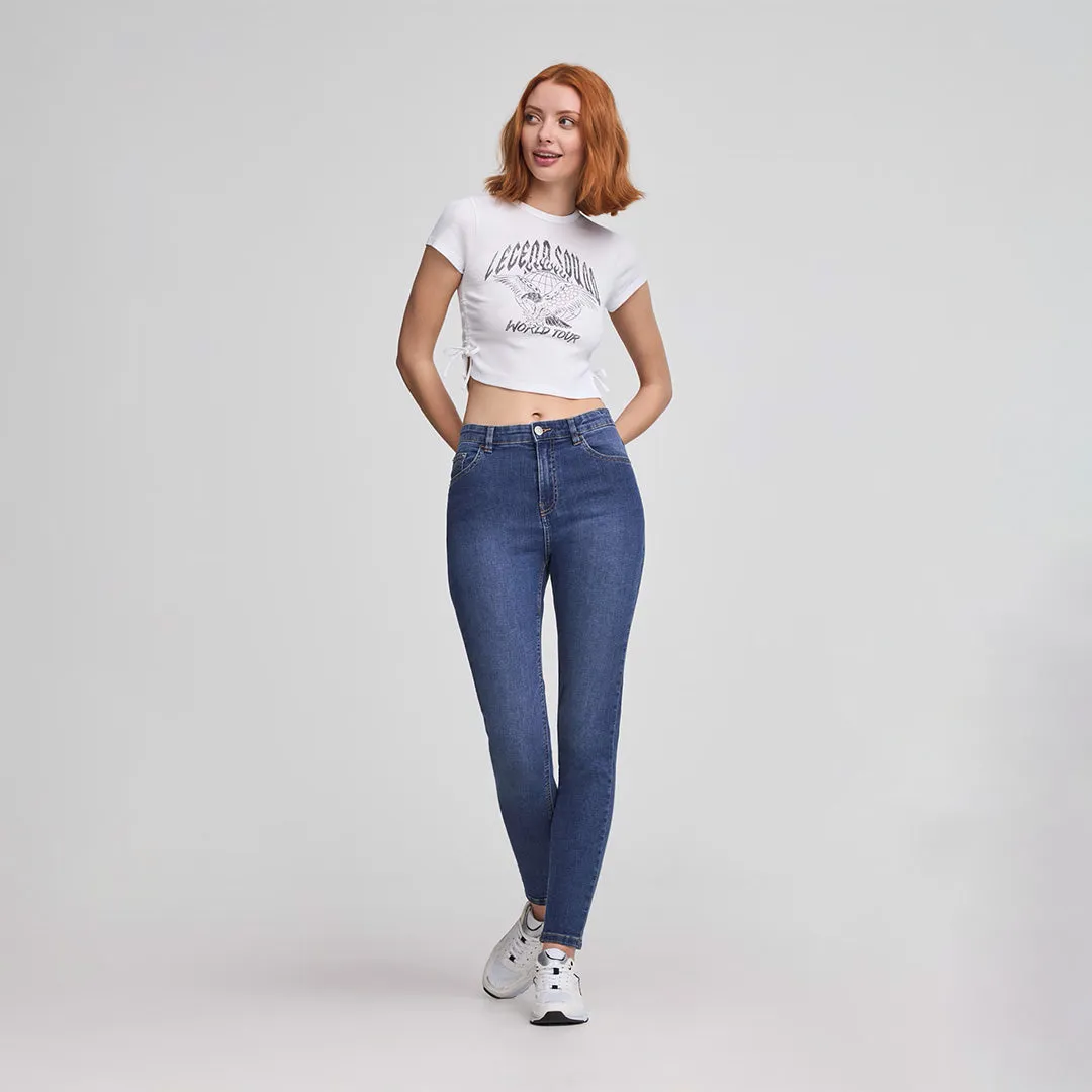 Crew Neck Short Sleeve Cropped T-Shirt