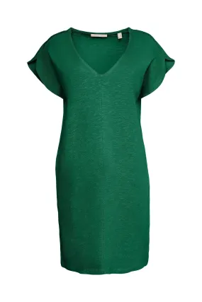 ESPRIT Slub Jersey Dress in Green