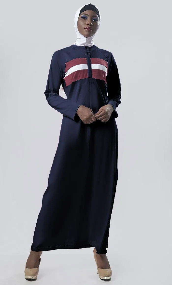 Everyday Blue Jersey Sportswear Abaya Dress