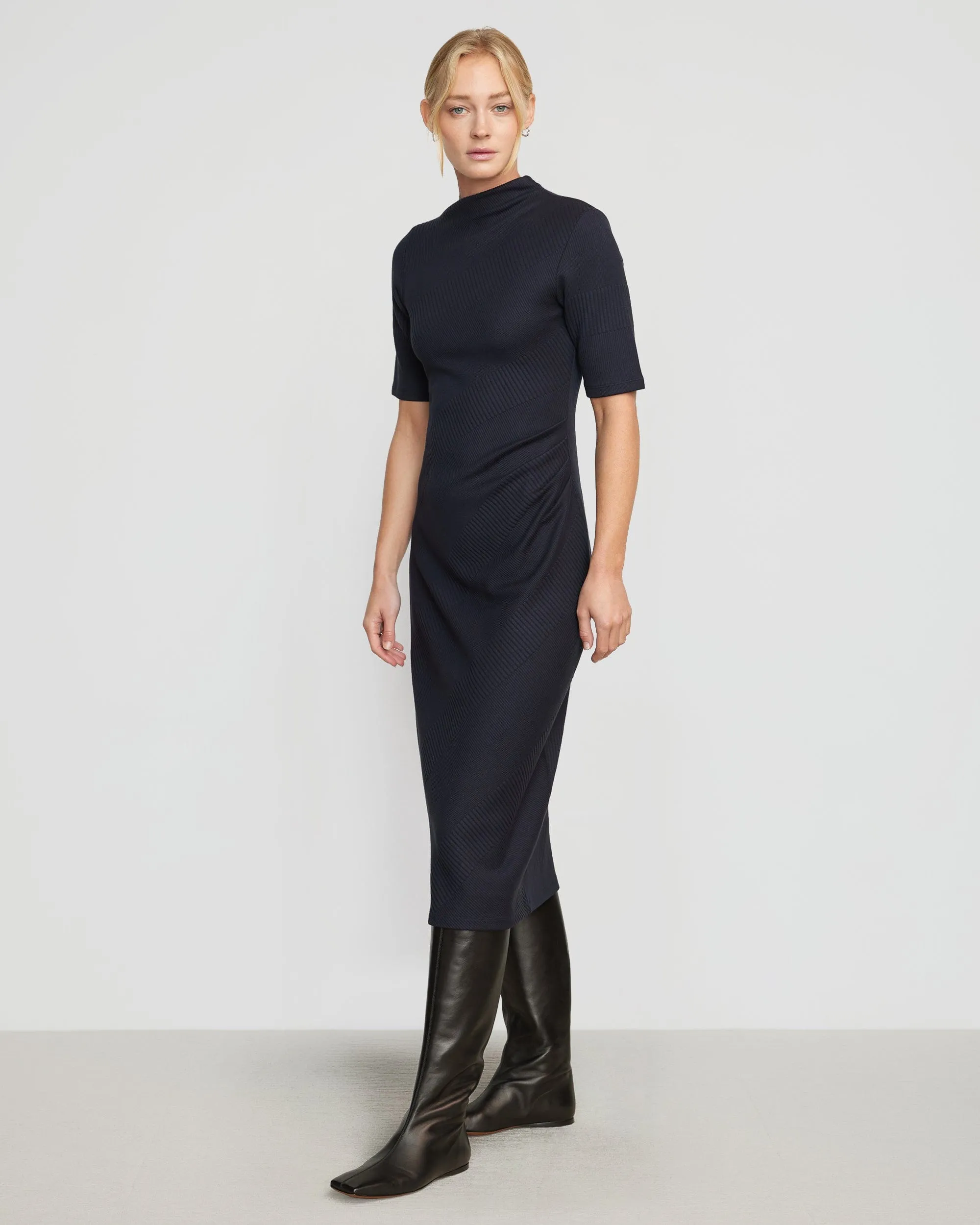 Evie Ribbed-Knit Jersey Dress