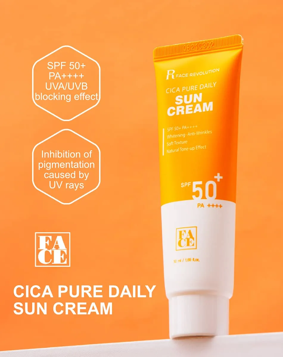 Face Revolution SPF50  PA     Cica Pure Daily Sun Cream Korean facial sunscreen