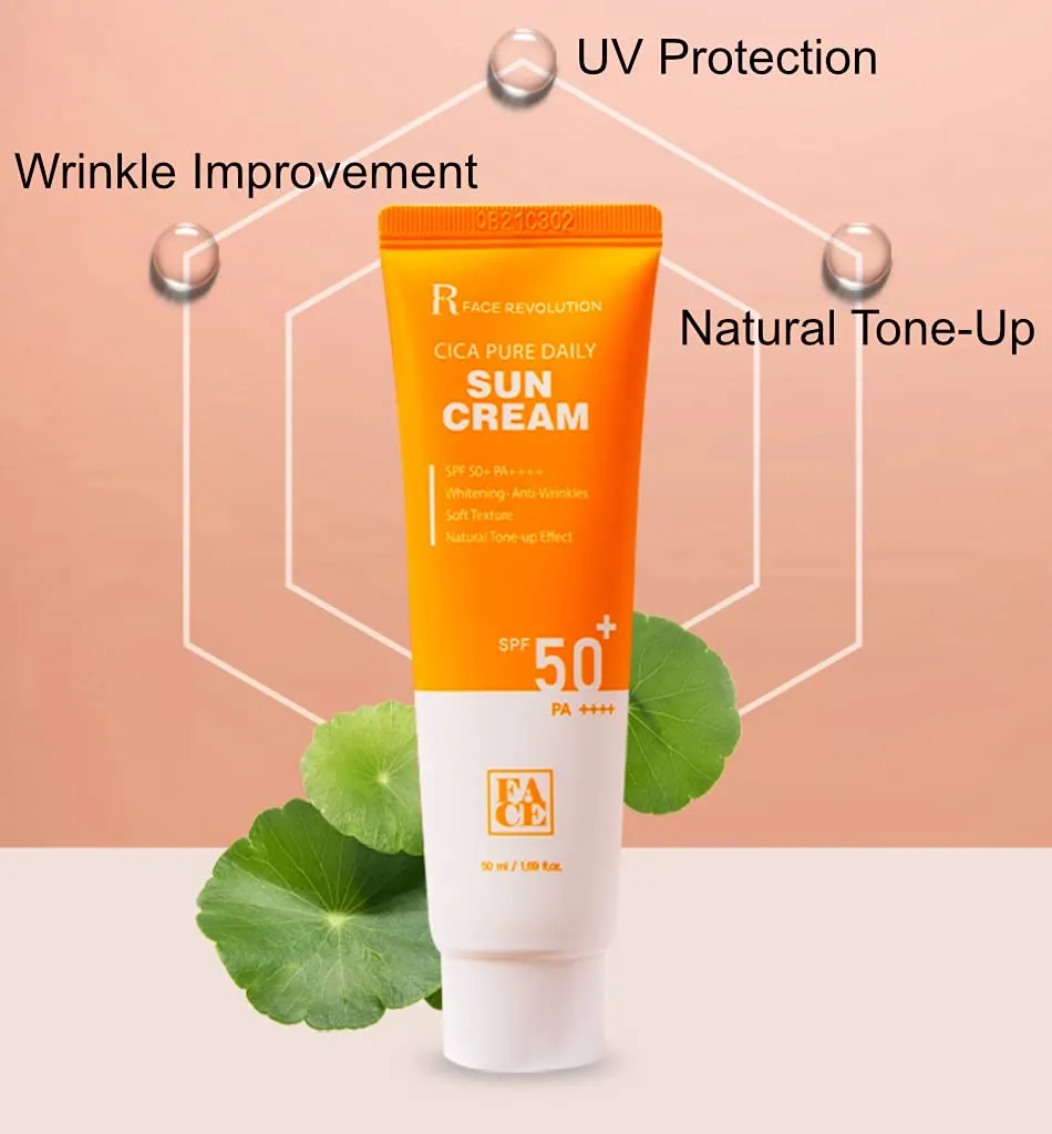 Face Revolution SPF50  PA     Cica Pure Daily Sun Cream Korean facial sunscreen