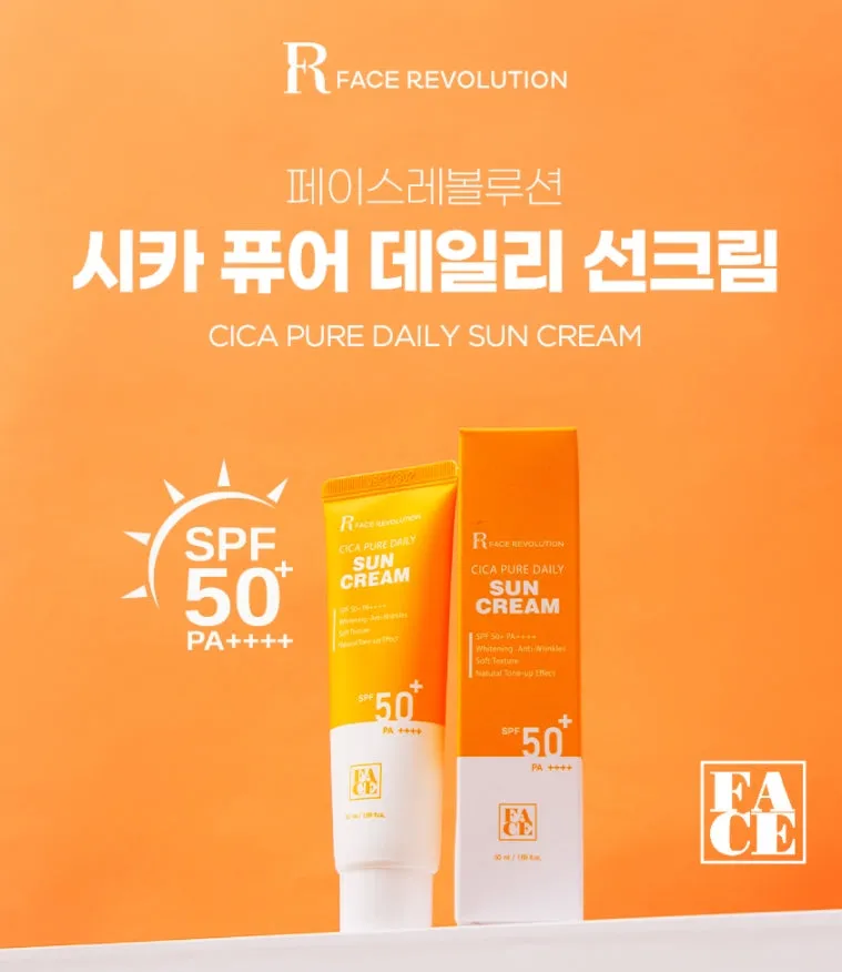 Face Revolution SPF50  PA     Cica Pure Daily Sun Cream Korean facial sunscreen