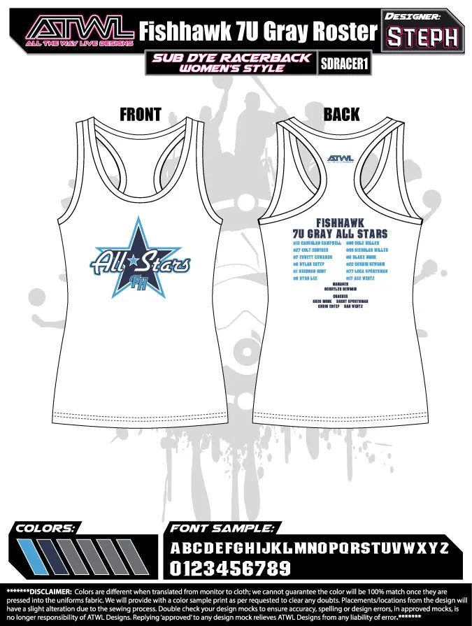 Fishhawk 7U Gray Roster Shirts