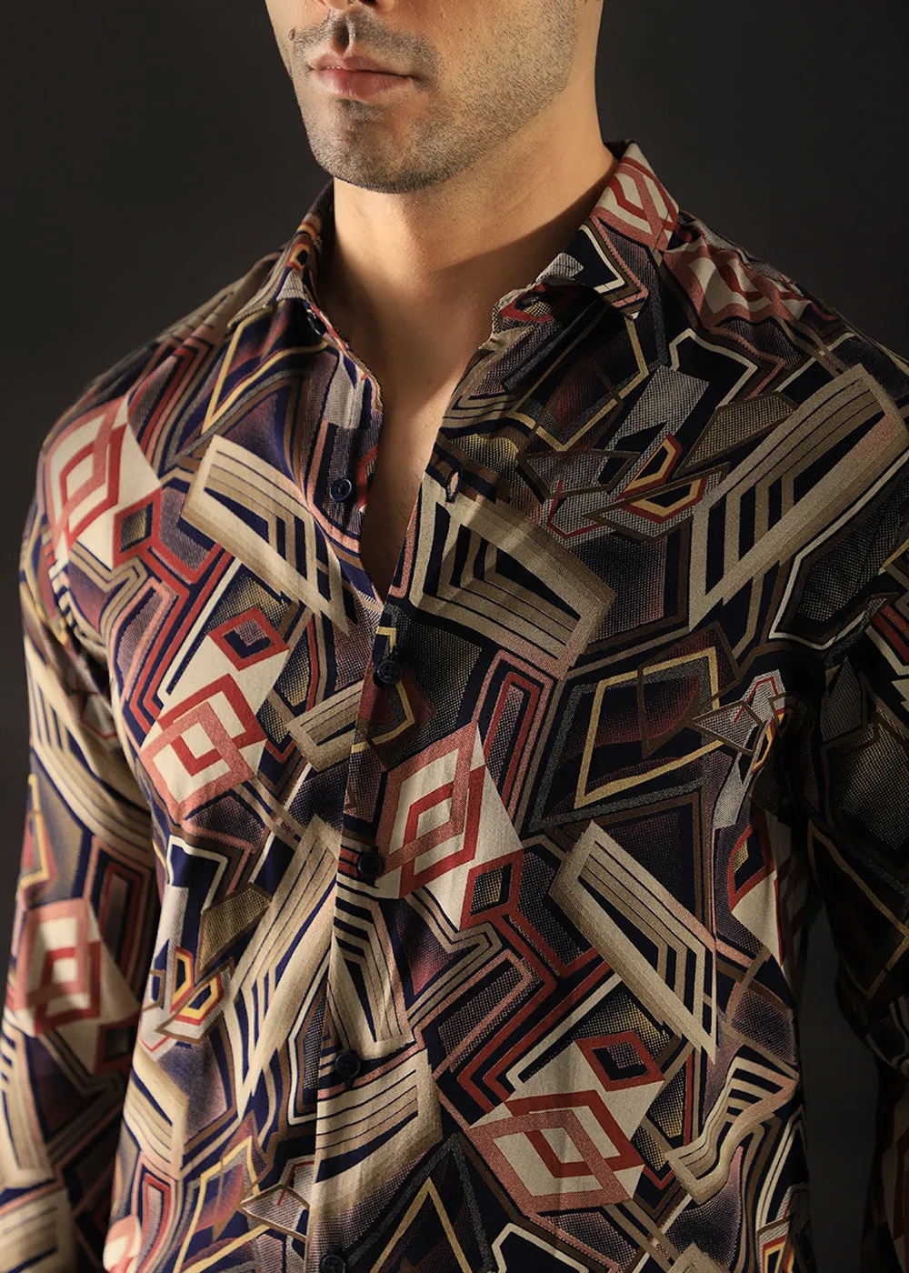 Geometric Fusion Feather shirt