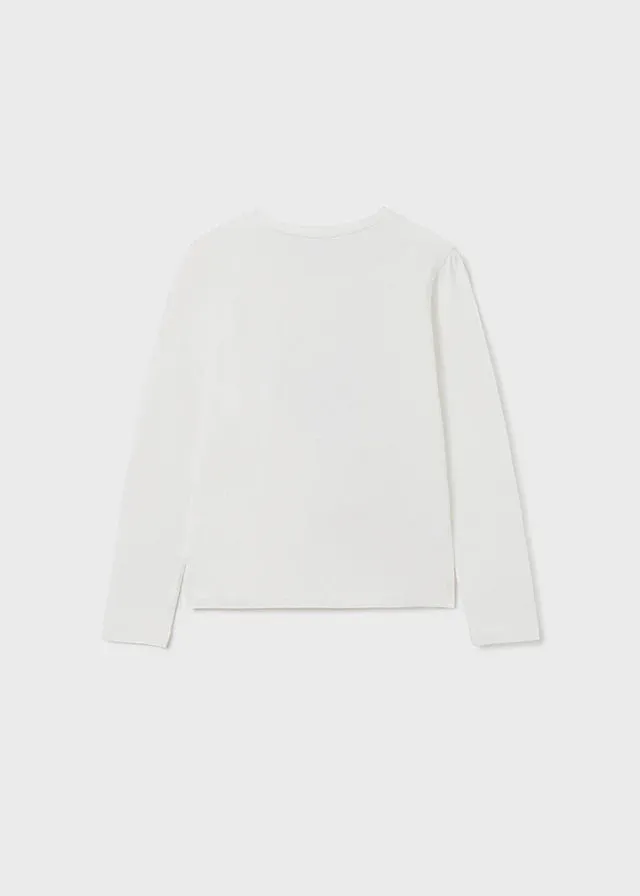 Girls Heart Long Sleeved T-Shirt - White | Mayoral