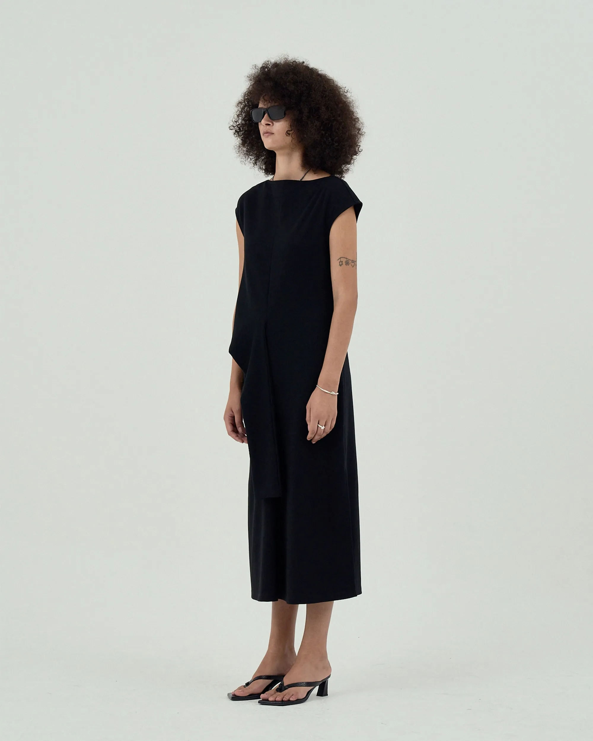 GOEN.J Knotted detail sleeveless cotton-jersey midi dress - Black