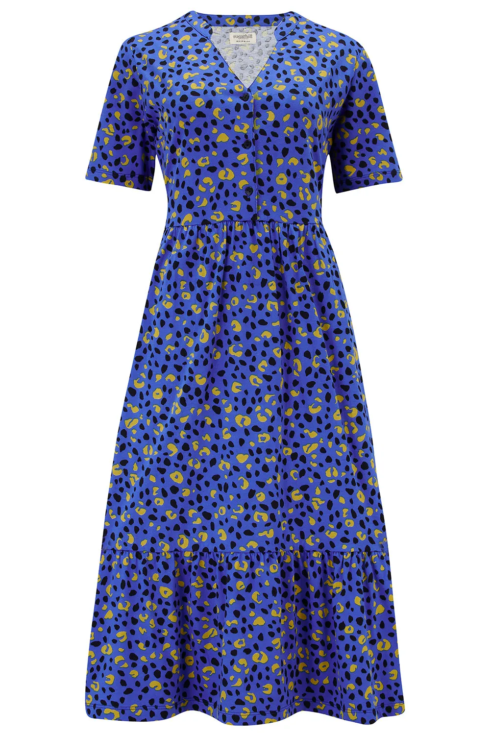 Heather Jersey Midi Smock Dress - Blue, Painted Leopard