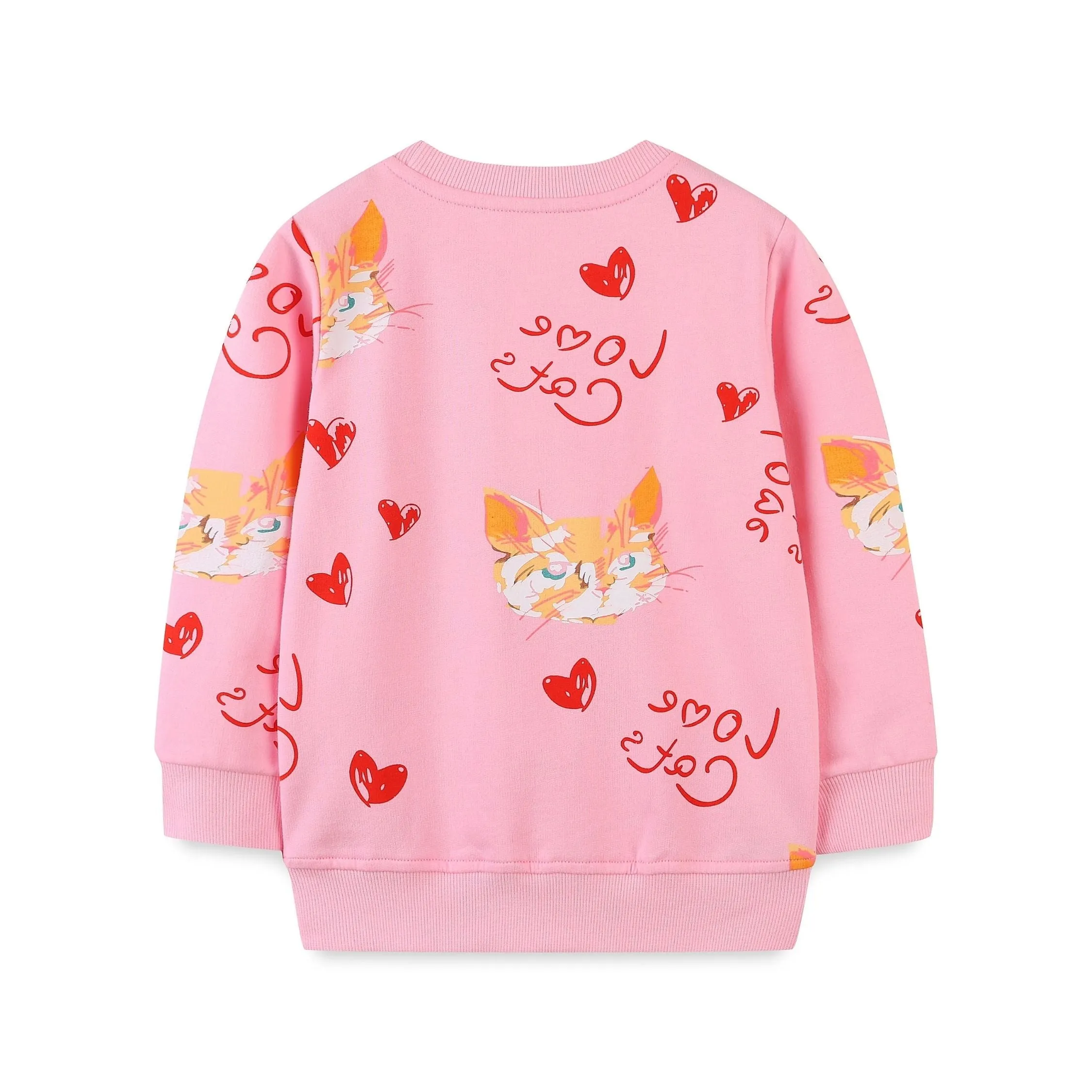 Kitty Kat Round Neck Sweat Shirt (Pink)