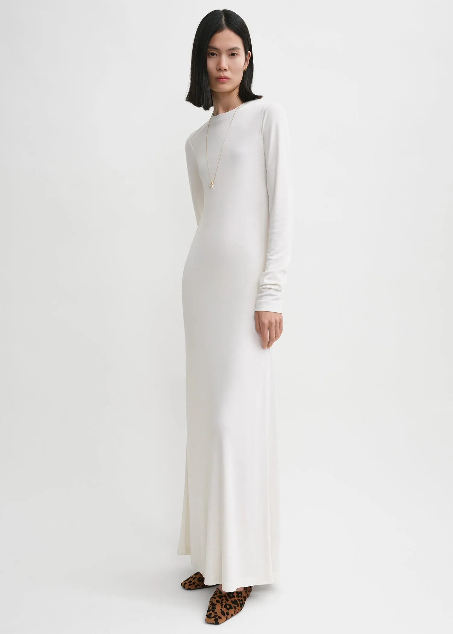 Long-sleeve jersey dress meringue