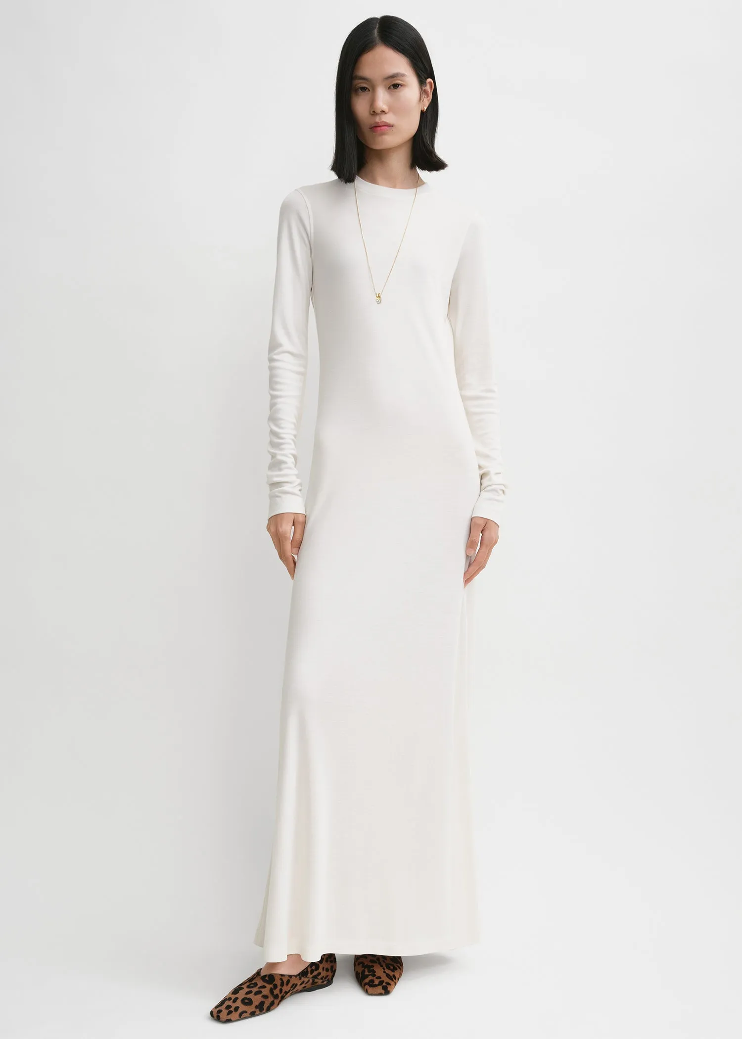 Long-sleeve jersey dress meringue