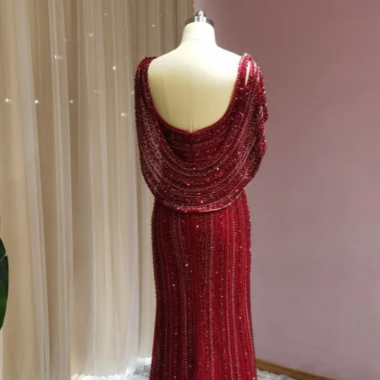 Luxury Beaded Side Slit Prom Dress