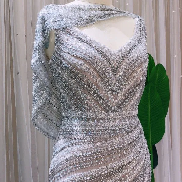 Luxury Beaded Side Slit Prom Dress