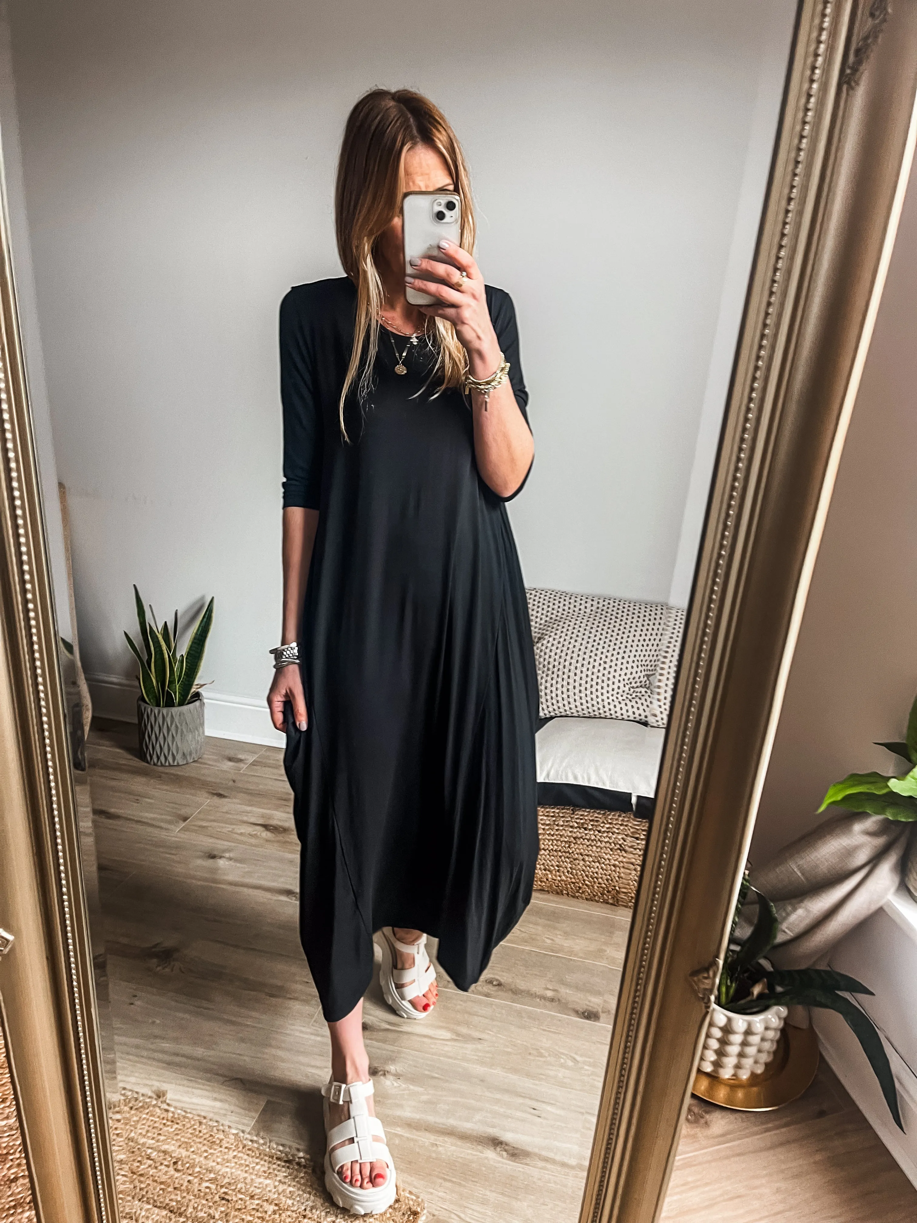 Magic Maxi - Cropped Sleeve Jersey Drape Dress