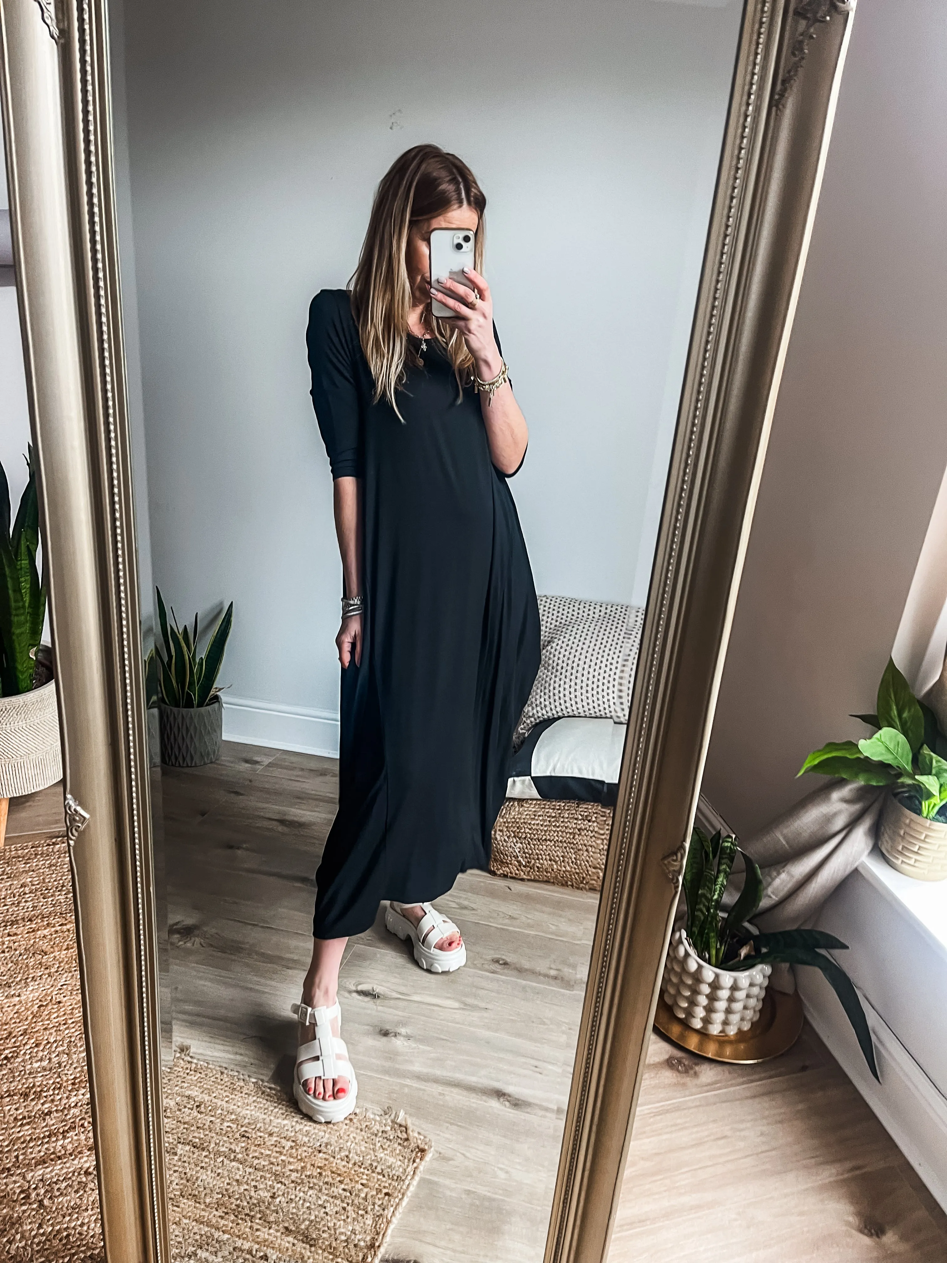 Magic Maxi - Cropped Sleeve Jersey Drape Dress